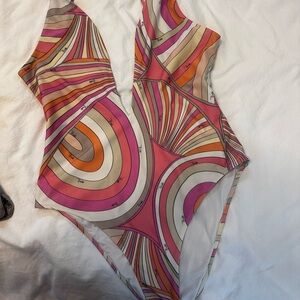 Emilio Pucci Pink and Orange Swirl One Piece